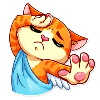 ✋ 고양이, 만화, 슬픈, 손 제스처 whatsapp sticker