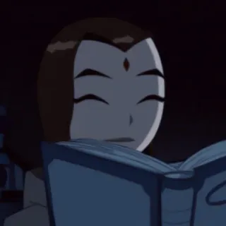 😶 Raven Teen Titans Cartone animato, Raven, Teen Titans, Lettura, Libro telegram sticker