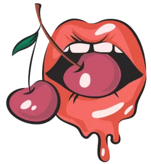👄 lips, cherry, fruit, mouth, red telegram sticker