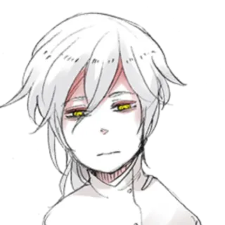🤍 anime, character, white hair, yellow eyes, art telegram sticker