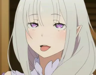 🤔 Emilia Re:Zero 애니메이션, 귀여운, 엘프, Re:제로부터 시작하는 이세계 생활, 에밀리아 whatsapp sticker
