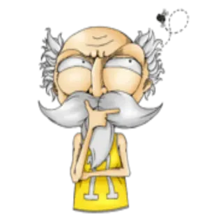🤔 cartoon, old man, thinking, mustache, character telegram sticker