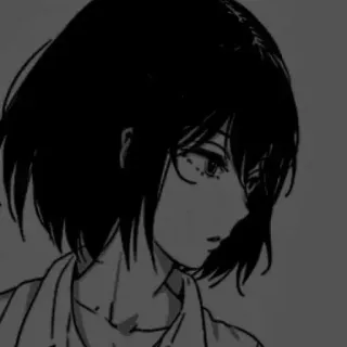 📎 Anime, Mangá, Garota, Feminino, Preto e branco, Personagem, Retrato telegram sticker