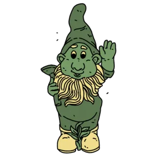 👨‍🌾 gnomo, jardim, gramado, fofo, verde, desenho animado telegram sticker
