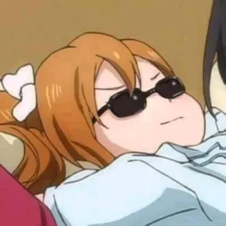 💛 anime, cô gái, kính râm, phim hoạt hình telegram sticker