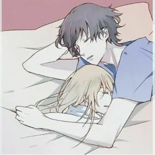🌟 Anime, Ngủ, Cặp đôi, Phim hoạt hình, Tình yêu whatsapp sticker