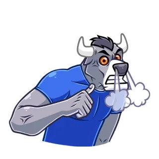 😤 황소, 동물, 분노, 만화, 포유류 telegram sticker
