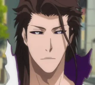 😒 Sosuke Aizen Bleach anime, villain, long hair, purple, smug telegram sticker