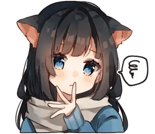 🐈 Anime, Kattenoren, Meisje, Kawaii, Denken whatsapp sticker