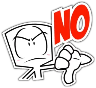 👎 NO Cartone animato, Negativo, Pollice verso il basso, Rifiuto, Negazione, No telegram sticker