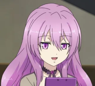 😛 Anime, Dessin animé, Femme, Personnage, Cheveux violets, Féminin telegram sticker