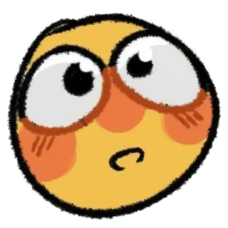 😳 Эмодзи, Лицо, Выражение, Румянец, Милый, Мультфильм, Цифровое искусство, Простой telegram sticker