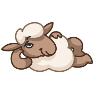 😉 ovelha, animal, fofo, desenho animado, deitado telegram sticker