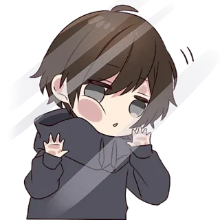 😯 Anime, Chico, Lindo, Triste, Ventana, Personaje, Pegatina telegram sticker