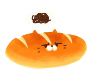 😮‍💨 ขนมปัง, แมว, คิด, น่ารัก, การ์ตูน whatsapp sticker