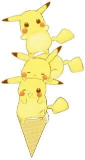 🍦 Pikachu โปเกมอน, น่ารัก, ไอศกรีม, คาวาอิ, การ์ตูน telegram sticker