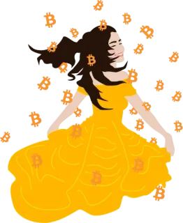 👑 ビットコイン, 暗号資産, 女性, ドレス, お金, デジタル通貨 telegram sticker