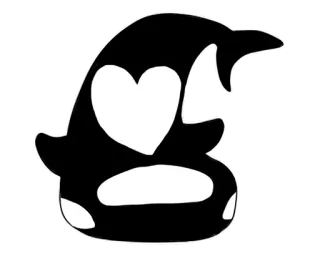 ❤️ косатка, кит, сердце, черный, белый, наклейка, животное, море telegram sticker