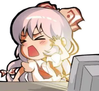 😣 anime, cartoon, girl, computer, screaming, annoyed telegram sticker