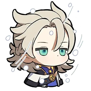 ❄️ Albedo Genshin Impact albedo, genshin impact, anime, chibi, videospiel, charakter, fanart whatsapp sticker