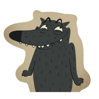 😊 wilk, kreskówka, zwierzę, postać, szary, chytry, ilustracja telegram sticker
