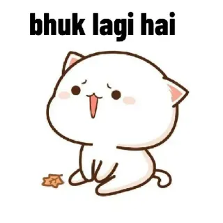 🥲 bhuk lagi hai お腹が空いた, 猫, 漫画, 可愛い, 食べ物 whatsapp sticker