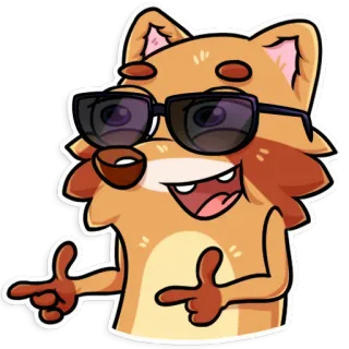 😎 kartun, hewan, kucing, keren, kacamata hitam, menunjuk, gestur, stiker telegram sticker