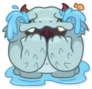 😭 mostro, piangere, lacrime, cartone animato, carino, triste, mascotte whatsapp sticker