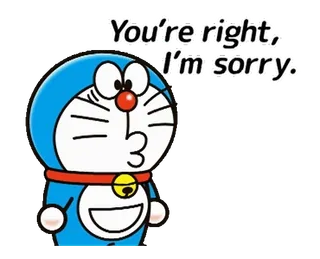 ๐ Doraemon You're right, I'm sorry. Doraemon, anime, apology, sorry, cartoon whatsapp sticker