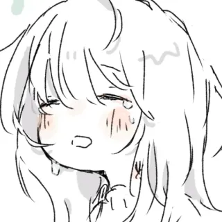 😣 อนิเมะ, ผู้หญิง, ร้องไห้, การ์ตูน, สเก็ตช์, เศร้า, มังงะ telegram sticker