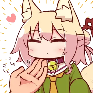 ❤️ よしよし Anime, Manga, Mignon, Fille renarde, Tapote tête, Réconfortant, Câlin telegram sticker