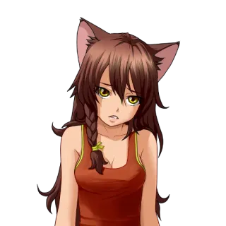 😐 Anime, Garota gato, Garota, Triste, Orelhas telegram sticker