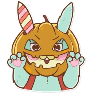🎃 halloween, dynia, królik, króliczek, słodki, kreskówka, naklejka telegram sticker