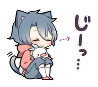 😶 じーっ… animé, mignon, chibi, chat, kawaii, manga whatsapp sticker