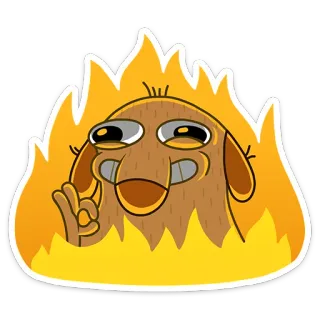 🔥 cartoon, fire, dog, animal, okay gesture telegram sticker