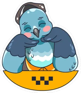 😊 piccione, taxi, uccello, cartone animato, adesivo telegram sticker