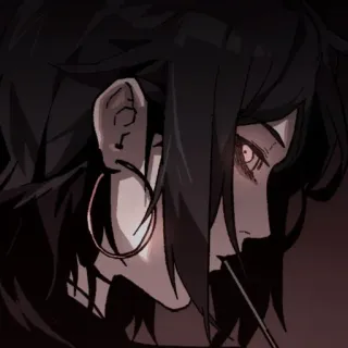 ⏳ anime, character, earring, dark, profile telegram sticker