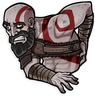🤕 Kratos God of War god of war, kratos, videospiel, wütend, krieger, axt telegram sticker