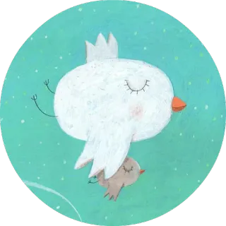 🐤 burung, lucu, hewan, mahkota, tidur whatsapp sticker