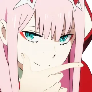 🤔 Zero Two Darling in the Franxx anime, zero two, darling in the franxx, pink hair, character, cute telegram sticker