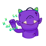 👋 cartone animato, mostro, demone, viola, magia, brillantini telegram sticker