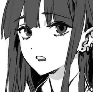 🌟 Cô gái anime, Manga, Đen trắng, Chân dung telegram sticker