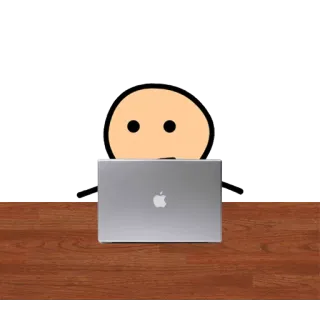 😳 棒人間, 漫画, コンピュータ, ラップトップ, 机, 仕事 telegram sticker