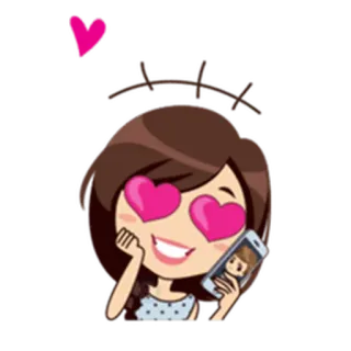 😍 Cartoon, Liebe, Herzaugen, Süß, Mädchen, Handy telegram sticker