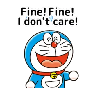 😀 Doraemon Fine! Fine! I don't care! Doraemon, dibujos animados, animación, pegatina, personaje, gato robot telegram sticker