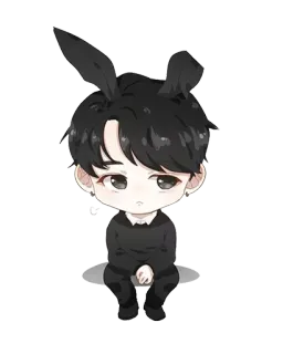 😏 토끼 귀, 만화, 치비, 소년, 귀여운, 귀여운 telegram sticker