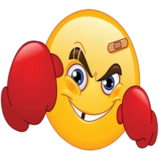 🥊 Emoji, Boxe, Combattant, Sport, Dessin animé, Expression, Smiley, Agression whatsapp sticker