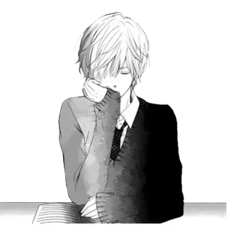 ♥️ Anime, Manga, Chico, Triste, Ilustración telegram sticker