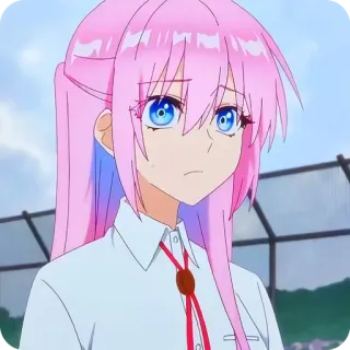🙂 fille anime, cheveux roses, yeux bleus, mignon, dessin animé, personnage anime telegram sticker