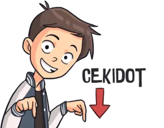 👇 CEKIDOT pointage, dessin animé, autocollant, flèche, garçon telegram sticker
